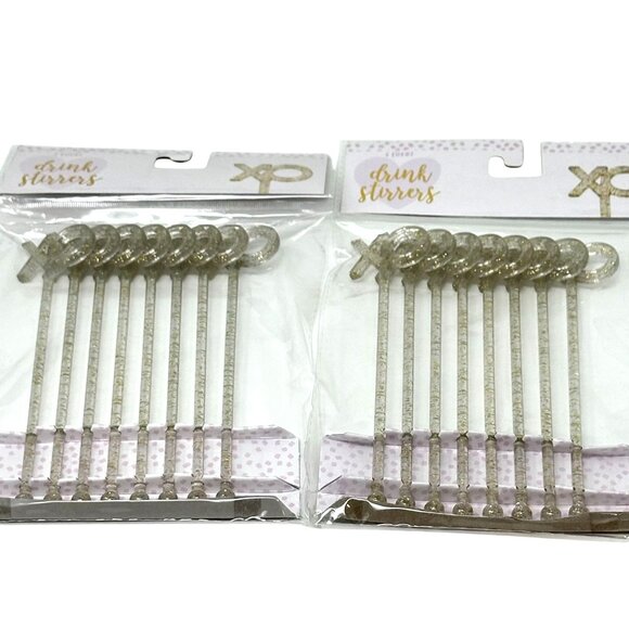 Set of 2 XO Glitter Drink Stirrers Valentine Cocktail Swizzle Sticks Barware - Picture 1 of 14